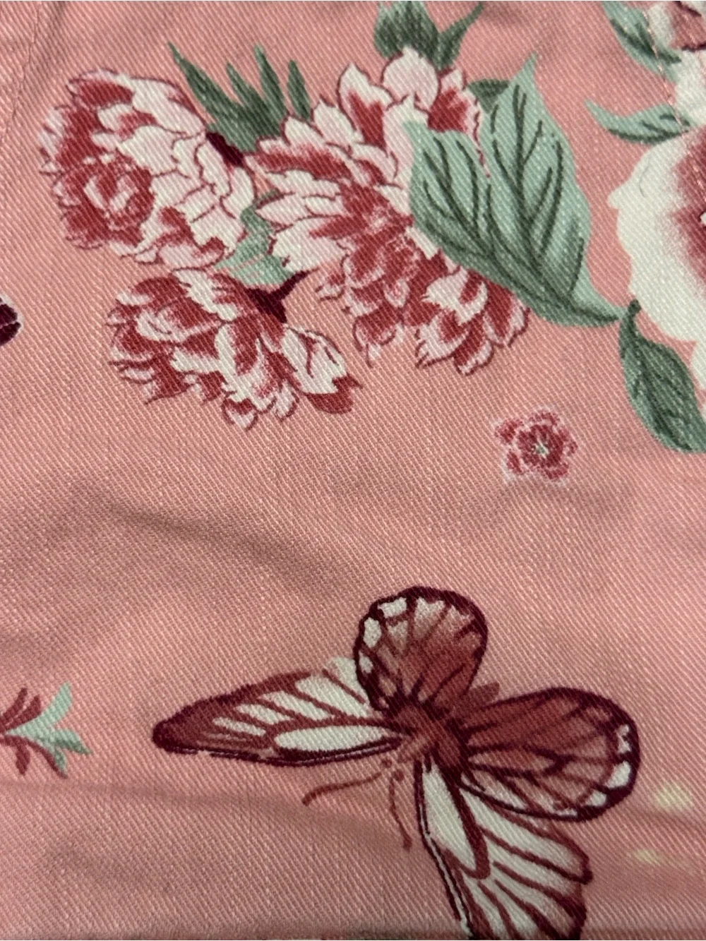 The Children’s Place pink denim overalls girls size 6 pastel floral jeans school